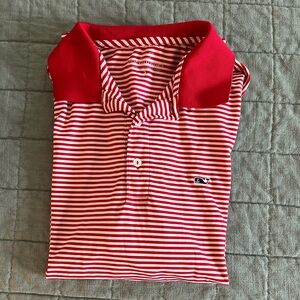 Vineyard Vines Red and White Striped Polo Shirt